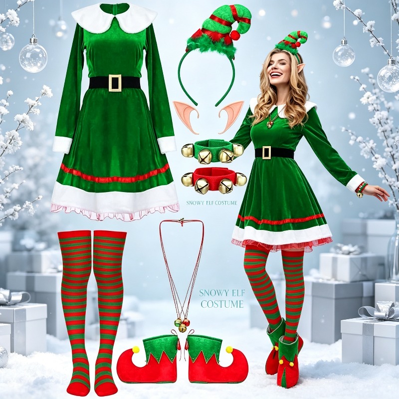 Women Christmas Elf Costume Se - Elf Costume Christmas review and price